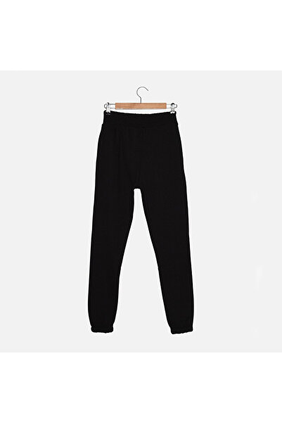 Trendyol Generic Trendyol, Pantaloni sport cu talie inalta, Negru, L