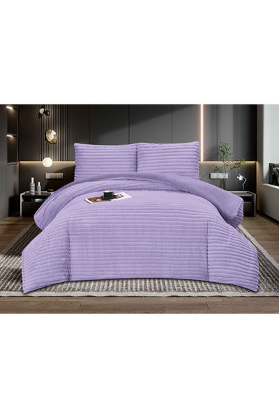 FIONNA.RO Cocolino Solid Color Quilt With Striped - Lilac