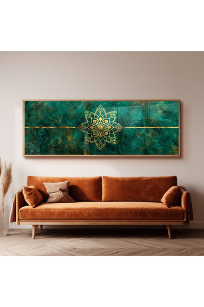 Dekorsiahome Ahşap Çerçeveli Panoramik Oturma Odası Salon Tablosu UZ0220