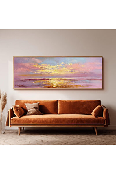 Dekorsiahome Ahşap Çerçeveli Panoramik Oturma Odası Salon Tablosu UZ0305