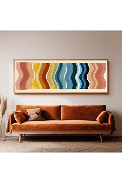 Dekorsiahome Ahşap Çerçeveli Panoramik Oturma Odası Salon Tablosu UZ0349