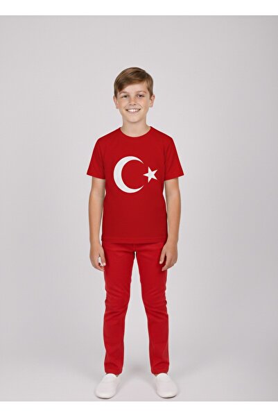 BLACK SWALLOW Μπλουζάκι με στάμπα με αστέρι και φεγγάρι για αγόρια - Κόκκινο ...