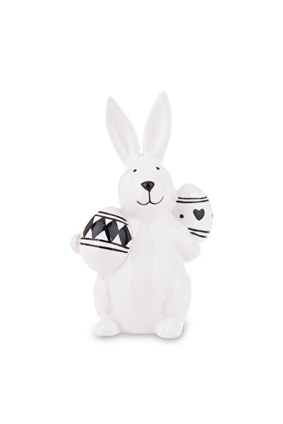 DecoDepot Bunny figurine with eggs, black/white, 14.5x8.5x6 cm