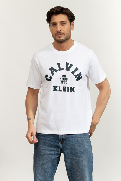 Calvin Klein Ss 20S Ln Calvin College Graphic Men's Crew Neck T-Shirt White