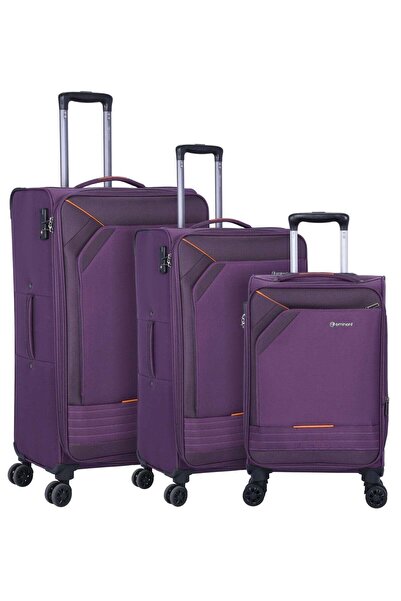 eminent Expandable Trolley Luggage Set of 3 Bag Soft Suitcase for Unisex Travel