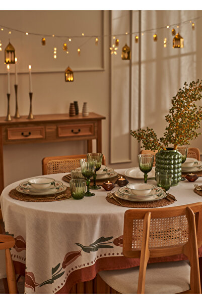 Bella Maison Tulip Printed Tablecloth Cream (150X250 cm)