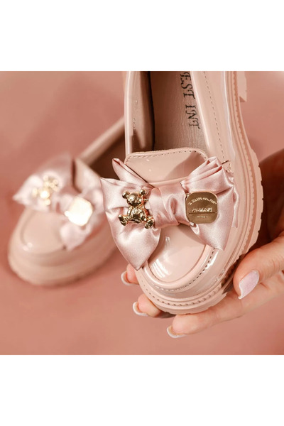 Zaira Pantofi casual copii roz din piele ecologica lacuita Anna #19112 - 33