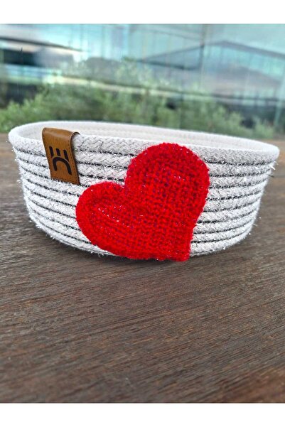 home inn Decorative Knitted Basket with Heart Detail |   Multi-Purpose Organi...