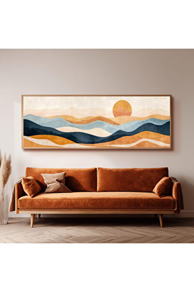 Dekorsiahome Ahşap Çerçeveli Panoramik Oturma Odası Salon Tablosu UZ0228