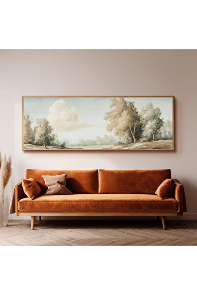 Dekorsiahome Ahşap Çerçeveli Panoramik Oturma Odası Salon Tablosu UZ0269