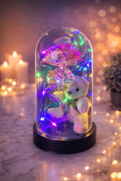 Tortugays Dekoratif Solmayan Sonsuzluk Gülü Peri RGB ledli Sevgiliye Hediyeli...