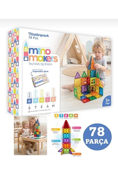 synshop Minecraft Tarzı Manyetik Mıknatıslı Yapı Blok Küp Karo Blok 78Parça S...