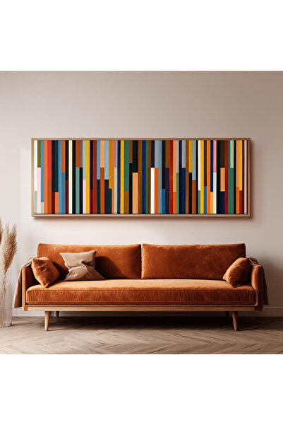 Dekorsiahome Ahşap Çerçeveli Panoramik Oturma Odası Salon Tablosu UZ0237