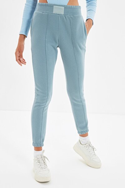 Trendyol Generic Trendyol, Pantaloni sport cu talie inalta, Albastru, M