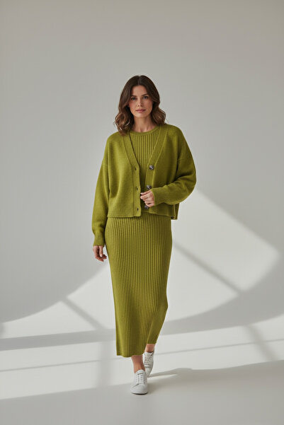 Moda Kayacan HIRKALI TRİKO KADIN ELBİSE İKİLİ TAKIM