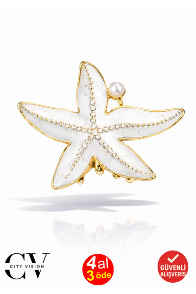 cityvision Agrafă de păr din metal, model stea de mare, culoare albă, 6,5 cm