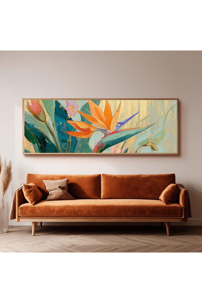 Dekorsiahome Ahşap Çerçeveli Panoramik Oturma Odası Salon Tablosu UZ0274