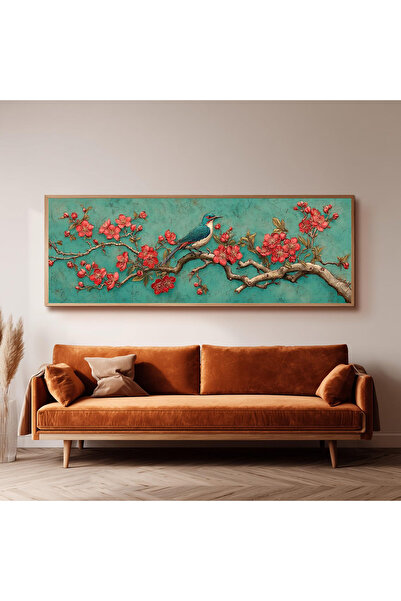 Dekorsiahome Ahşap Çerçeveli Panoramik Oturma Odası Salon Tablosu UZ0283