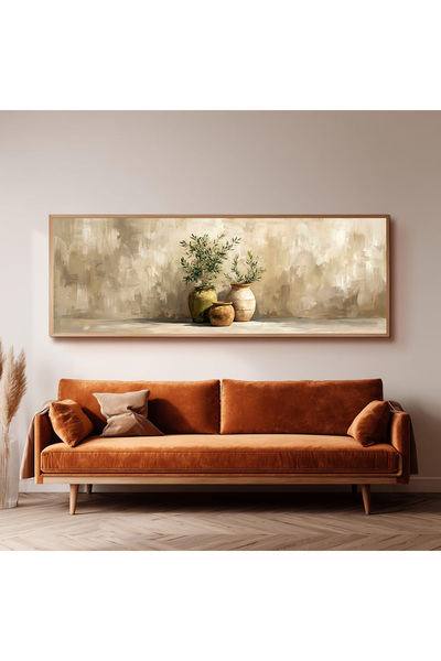 Dekorsiahome Ahşap Çerçeveli Panoramik Oturma Odası Salon Tablosu UZ0359