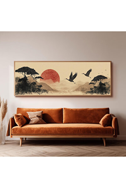 Dekorsiahome Ahşap Çerçeveli Panoramik Oturma Odası Salon Tablosu UZ0278
