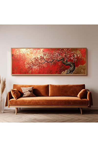 Dekorsiahome Ahşap Çerçeveli Panoramik Oturma Odası Salon Tablosu UZ0204