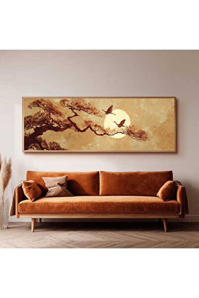 Dekorsiahome Ahşap Çerçeveli Panoramik Oturma Odası Salon Tablosu UZ0286