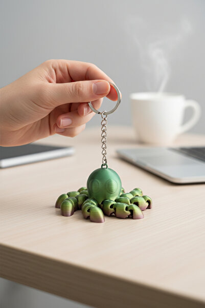 Pazarois Octopus Figured Movable Keychain with Color Transition