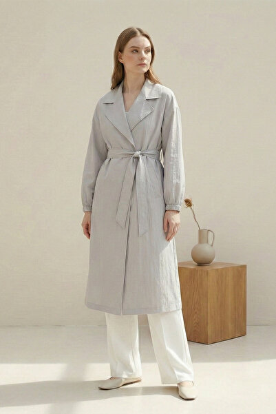 FERHEL Women's Double-Breasted Elastic Cuffed Belted Lined Seasonal Trench Co...