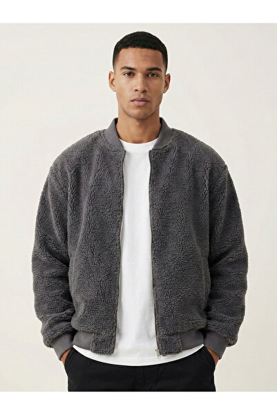 GENIUS STORE Men's Coat with Plush Lining, Oversize Wide Fit Sherpa Lamb Fabr...