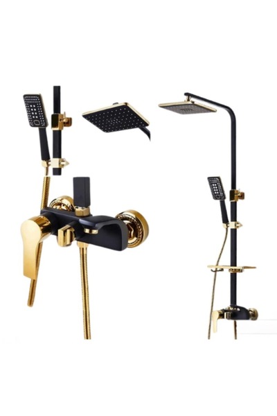 BASE PREMIUM shower column set with elegant design in BLACK and GOLD