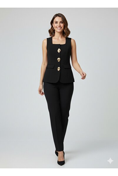 Moda İlgi MODAİLGİ Kare Yaka Kısa Yelek 71010