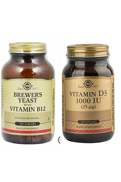 Solgar Brewer's Yeast with Vitamin B12 250 Tablets + Vitamin D3 1000 Iu 100 T...