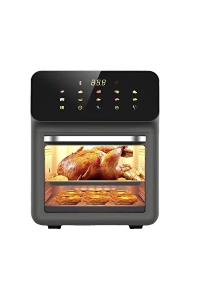 BASE Friteuză cu aer cald premium 10L, panou tactil multifuncțional, negru/gri