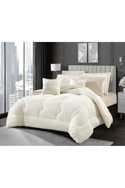 FIONNA.RO RABBIT Faux Fur 2-Sided Duvet Set - Cream