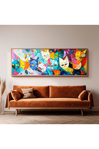 Dekorsiahome Ahşap Çerçeveli Panoramik Oturma Odası Salon Tablosu UZ0310