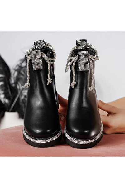 Zaira Black girls' boots made of eco- Leather Iris #20265 - 33