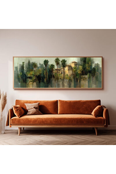 Dekorsiahome Ahşap Çerçeveli Panoramik Oturma Odası Salon Tablosu UZ0240