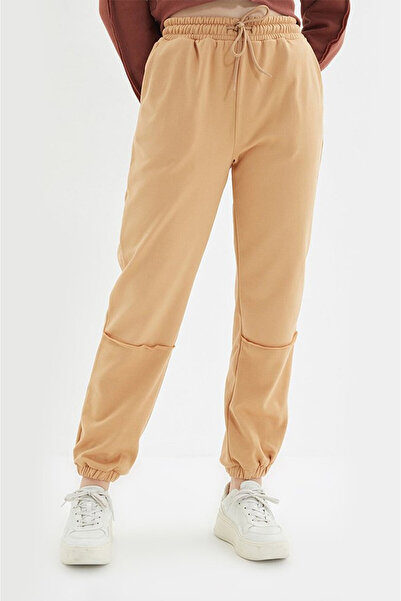 Trendyol Generic Pantaloni sport dama cu mansete elastice, maro, XS