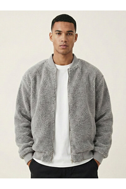 GENIUS STORE Men's Coat with Plush Lining, Oversize Wide Fit Sherpa Lamb Fabr...