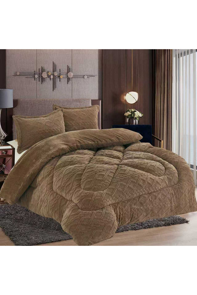 FIONNA.RO Cocolino Knitted Blanket With Fur - Brown