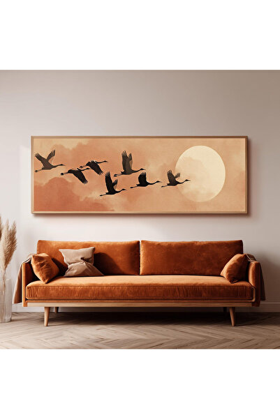 Dekorsiahome Ahşap Çerçeveli Panoramik Oturma Odası Salon Tablosu UZ0271