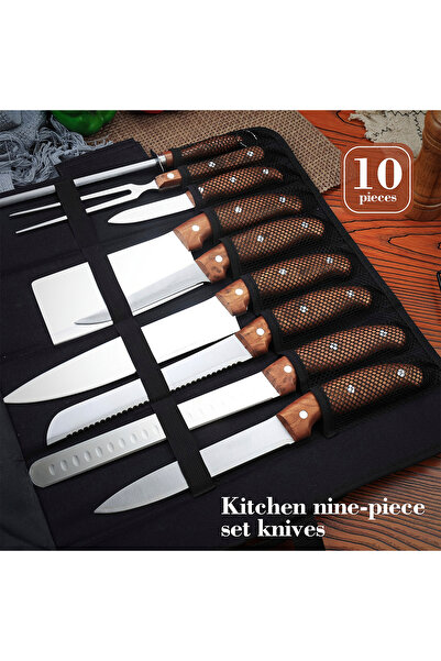 Generic 10-Piece Stainless Steel Kitchen Knife Set | Sharp Household Knives f...