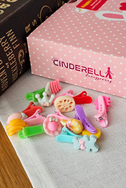 Cinderella Set de 10 mini agrafe colorate pentru copii cu figuri asortate - A...