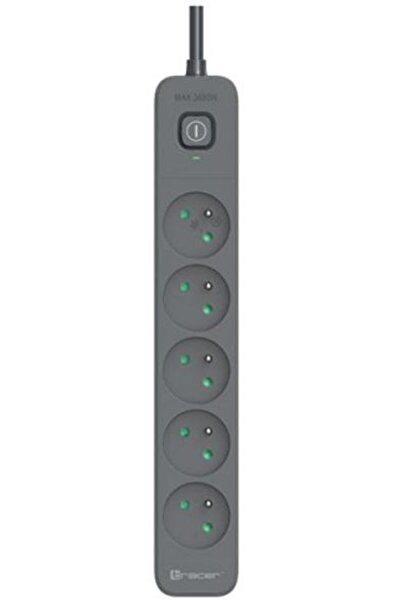 Tracer Power Line+ 3.0 m Power Strip (5 Sockets) Graphite