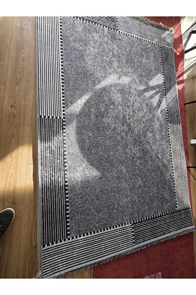 Brillant ANTRASİT-GRİ ÇİZGİLİ Jüt Sisal Görünüm Kaymaz Taban 4M2 Halı