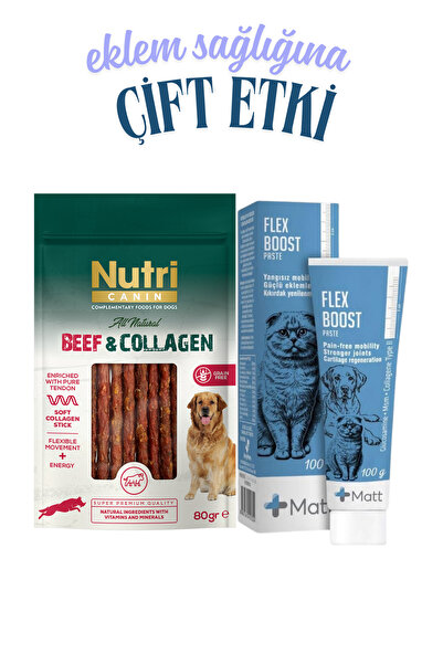 Elit Nutri Canin Beef&Kolajen Stick Köpek Ödülü 80 g + Matt Flex Boost 100 g ...
