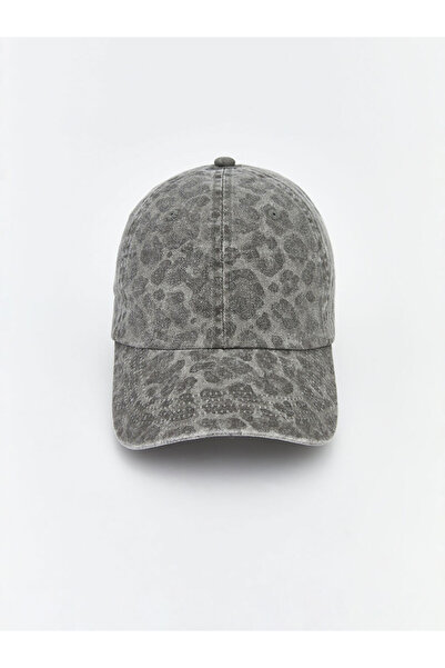 LC Waikiki Antrasit Leopar Desenli Kadın Kep Şapka