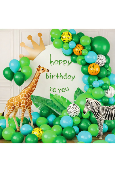 MP Mirific Party Set of 89 balloons, jungle animal themed arcade type, multic...