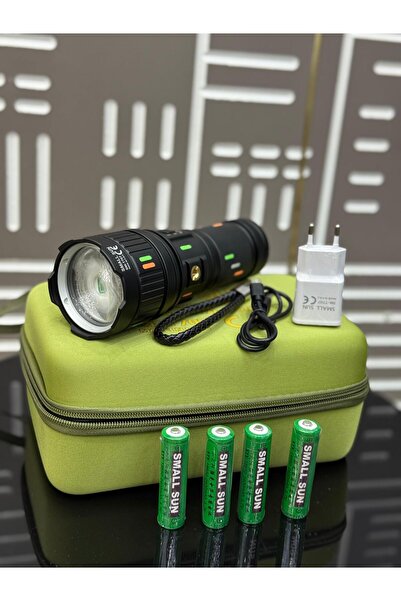 MEMİTA T707 60W 6000 Lümen Zoomlu El Feneri Seti – 4 Adet Şarjlı Pil + Taşıma...