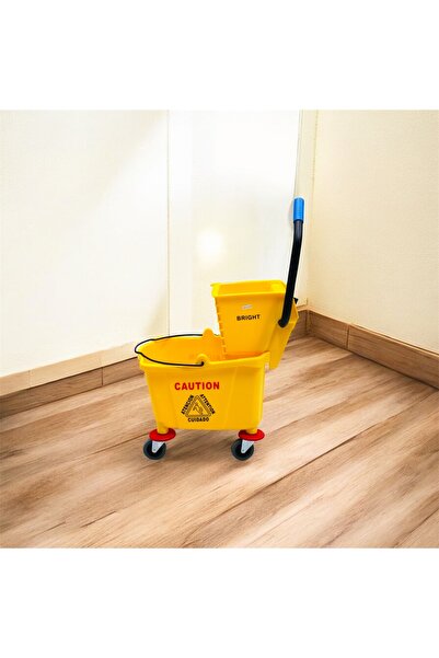 Bright عربة ممسحة سعة 32 لترًا، نظام تنظيف أرضيات، عصارة مدمجة، دلو شديد التح...